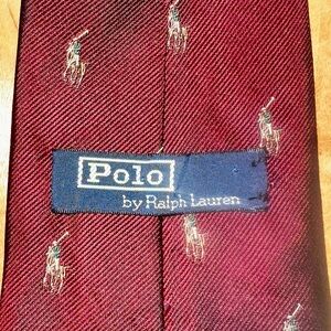 Polo Ralph Lauren logo preppy tie maroon crimson tie necktie vintage USA made
